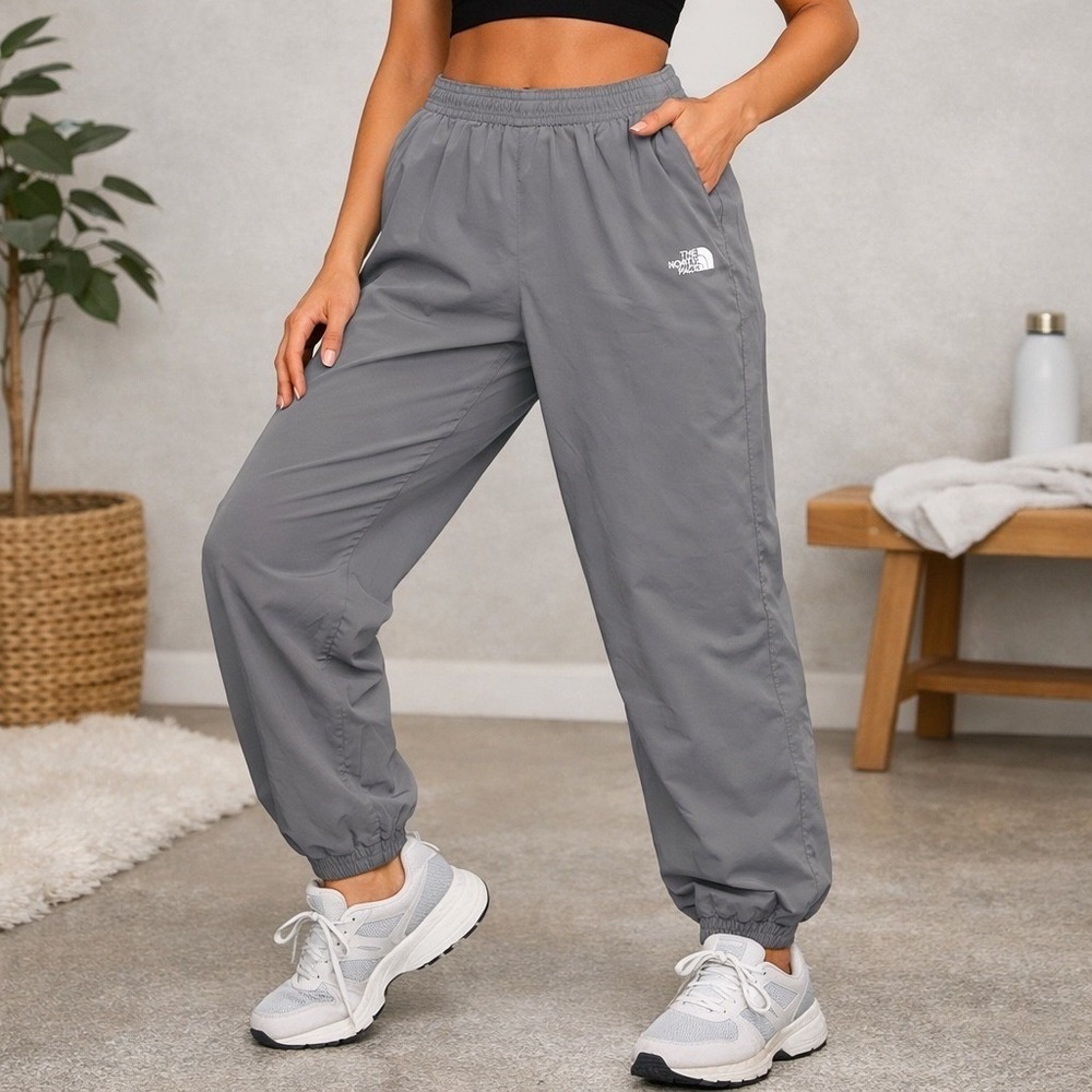 The North Face Womens Grey Jogger Pants XL Elastic‎ Waist Hiking Athleisure - Picture 2 of 10